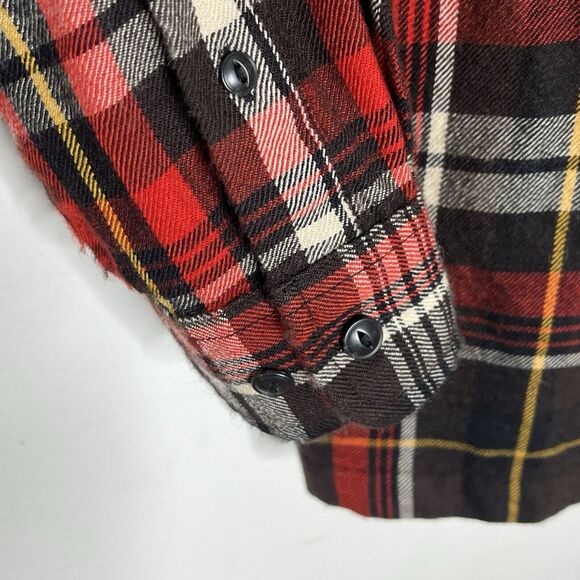 Lauren Ralph Lauren Worsted Wool Plaid Button Up Shirt Red Black Brown Womens M - Picture 5 of 10